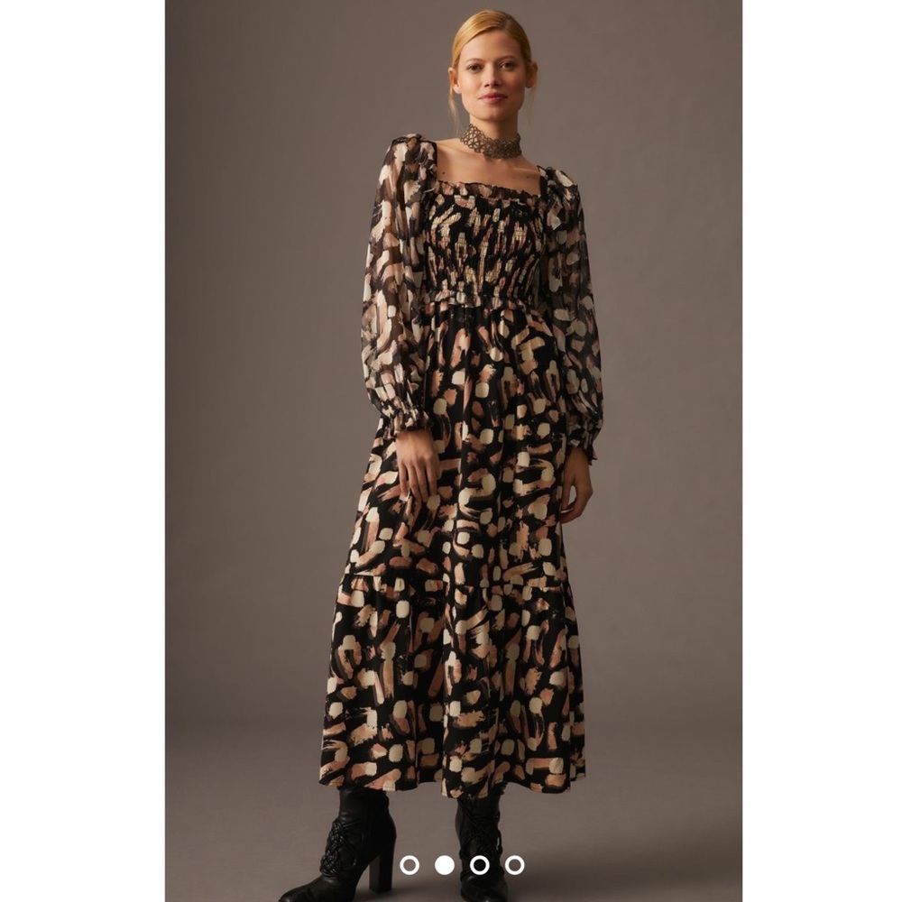 Anthropologie Moon River Smocked Square-Neck Maxi Dress New Women’s Xs ANTHRO